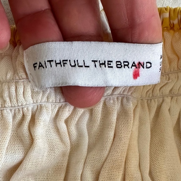 Faithfull The Brand El Marsa Floral Print Liya Crop Top Yellow/White 10 Feminine - Picture 6 of 13